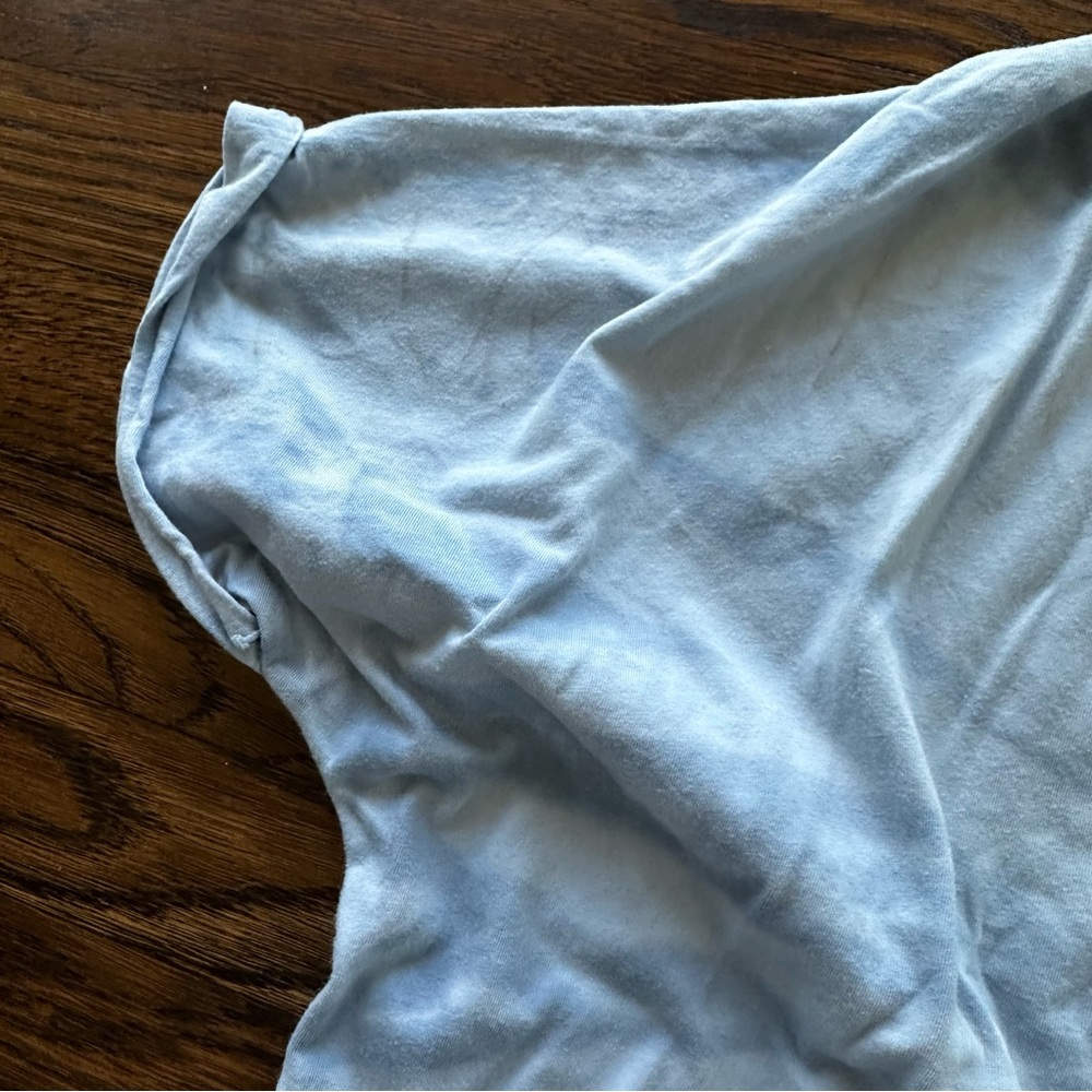 Michael Stars Blue Tie Dye Cotton T-Shirt Dress | Light Blue V-Neck Tee - Picture 3 of 13